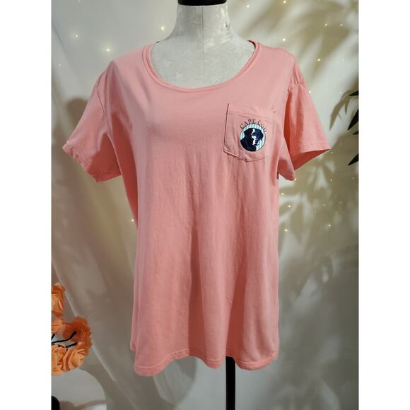 Cuffys Cape Cod Massachusetts Black Lab Dog T-Shirt Womens Size XL Pink Pocket - Picture 2 of 15